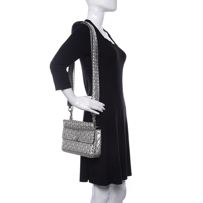 Valentino Garavani Metallic Nappa Medium Rockstud Spike Shoulder Bag Silver 2 of 9