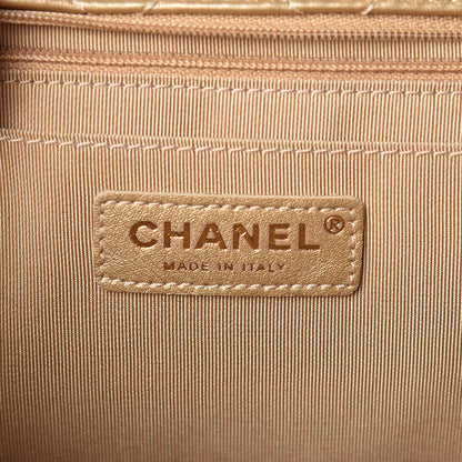 Chanel Metallic Calfskin Quilted Small XXL Travel Flap Bag Gold 8 of 10
