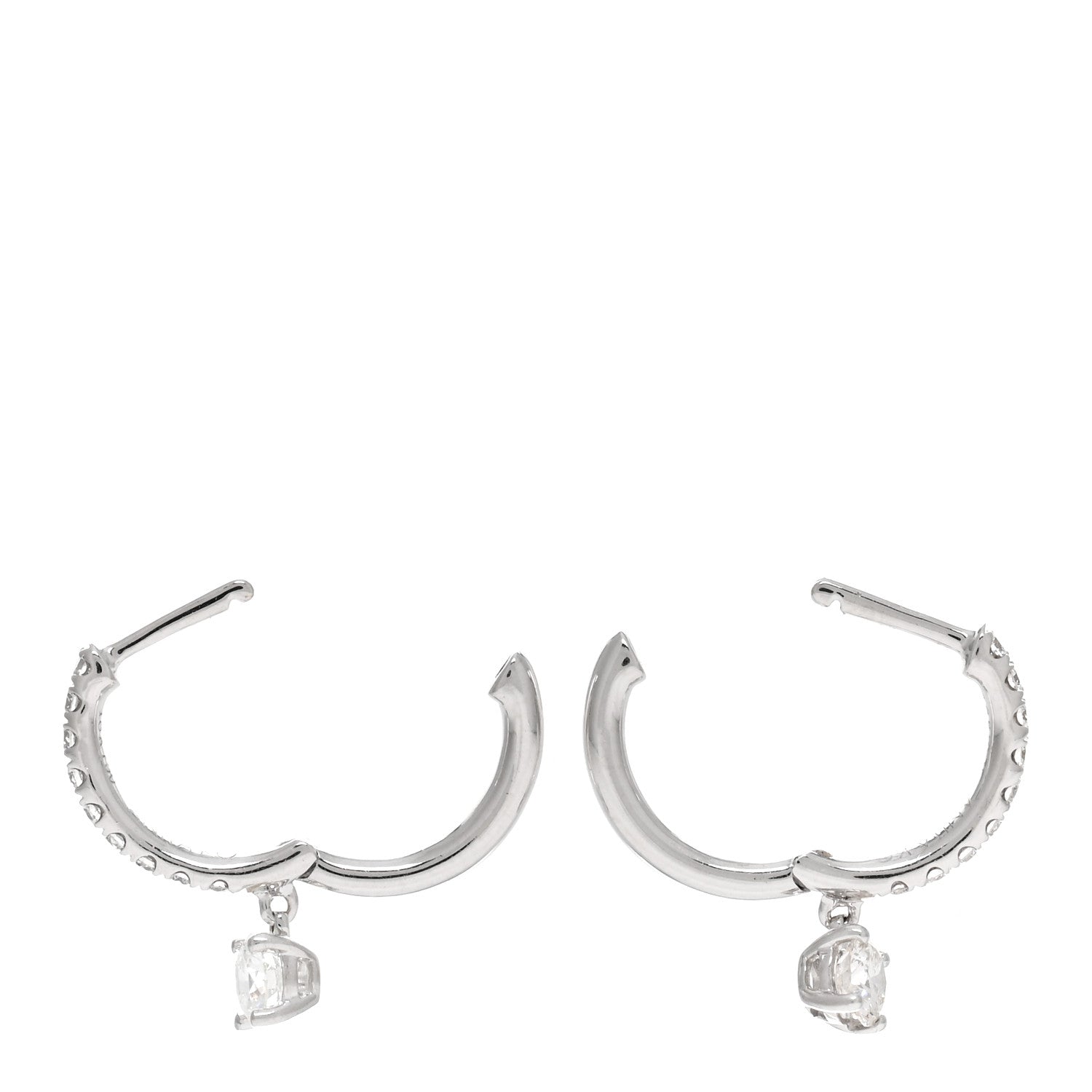 Anita Ko 18K White Gold Diamond Round Huggie Drop Earrings 3 of 4