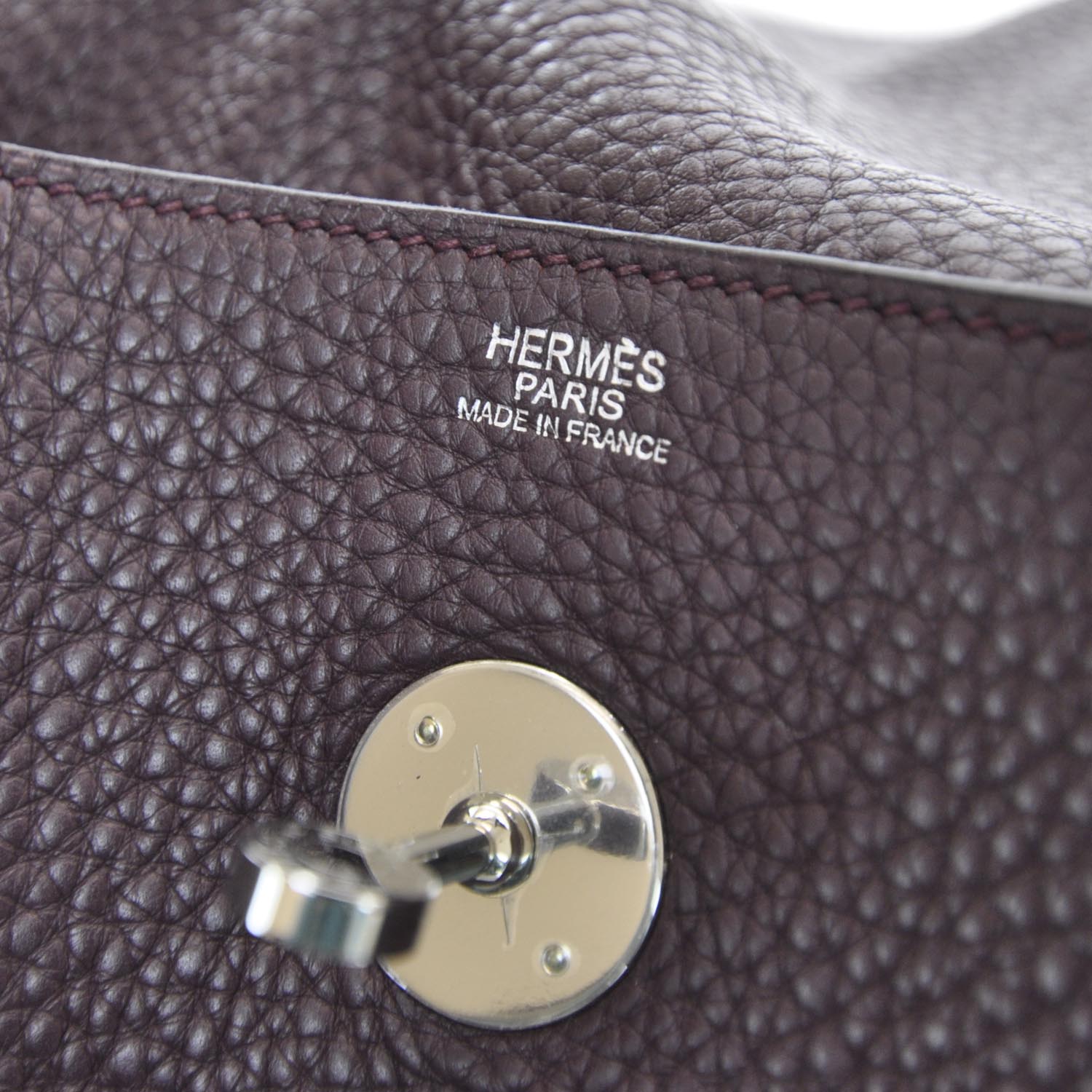 Hermes Taurillon Clemence Lindy 30 Prune 9 of 10