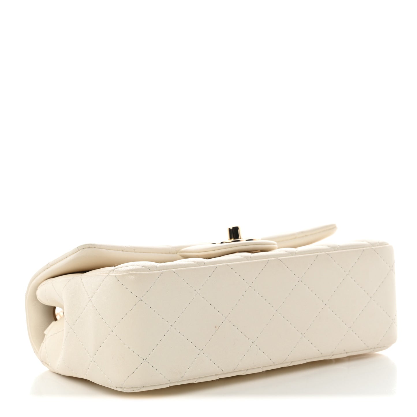 Lambskin Quilted Mini Rectangular Flap White