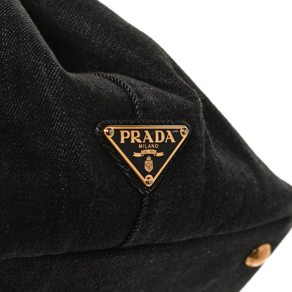 Prada Denim Logo Tote Black 7 of 10