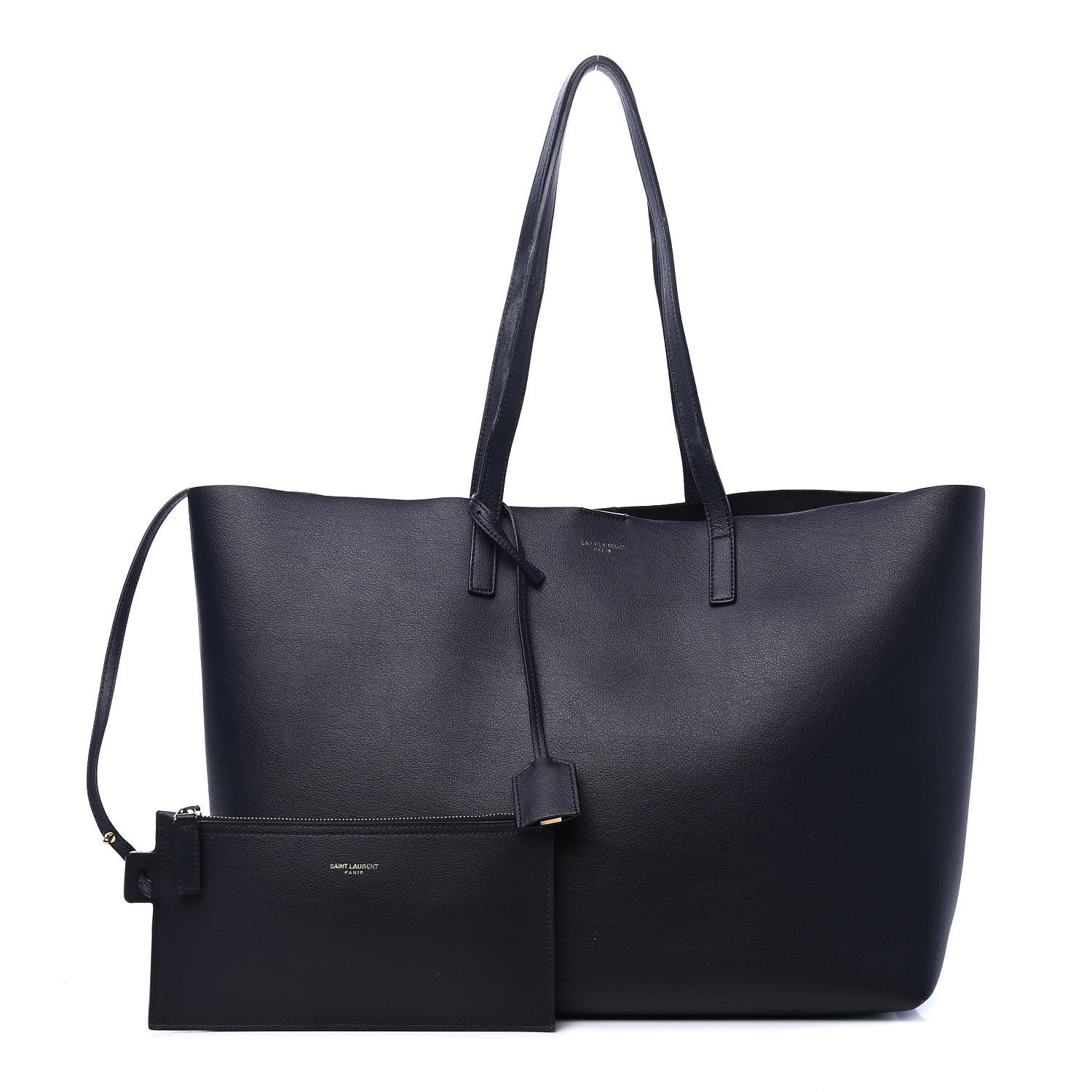Saint Laurent Calfskin Large Shopping Tote Navy 1 of 8