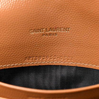 Saint Laurent Grain De Poudre Matelasse Chevron Monogram Envelope Chain Wallet Natural Dark 6 of 15