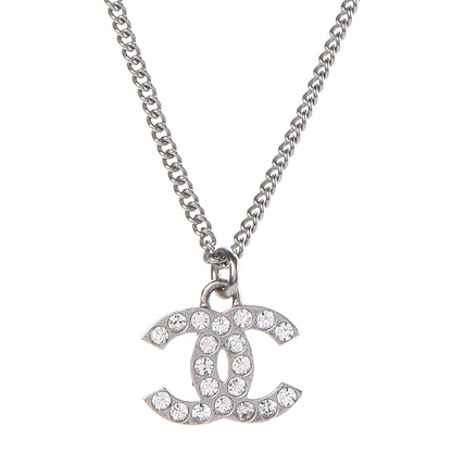 Chanel Crystal Timeless CC Necklace Silver 4 of 5