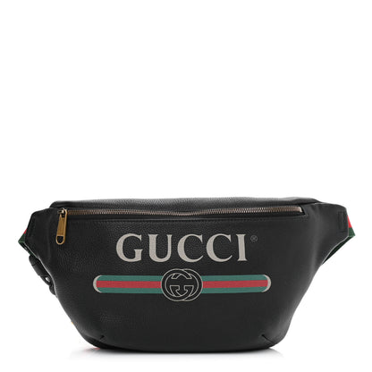 Gucci Grained Calfskin Logo Belt Bag Black 1 of 10