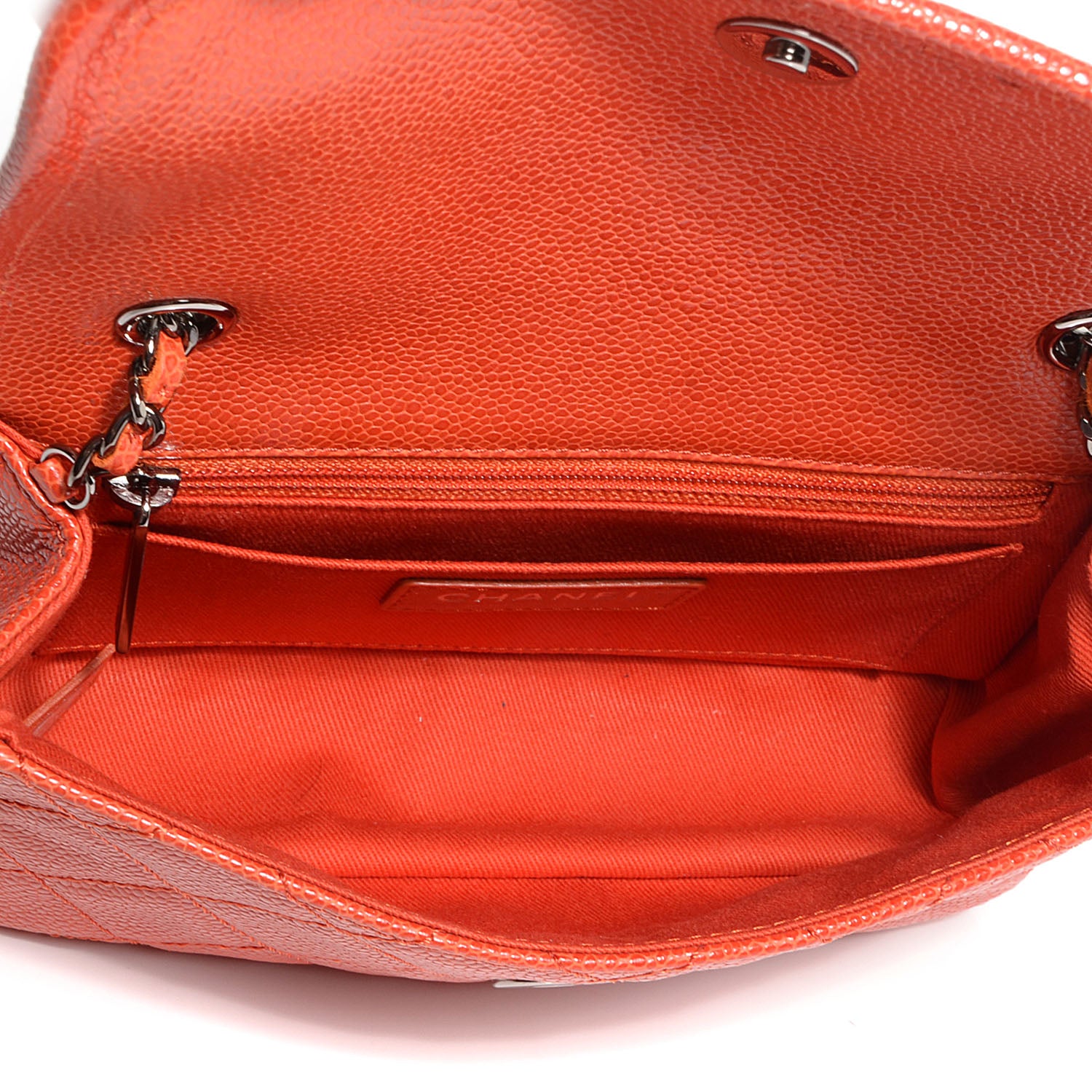 Chanel Grained Calfskin Small Natural Beauty Flap Dark Orange 6 of 8