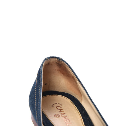 Chanel Denim Camellia Ballerina Flats 37 Navy Blue 12 of 13