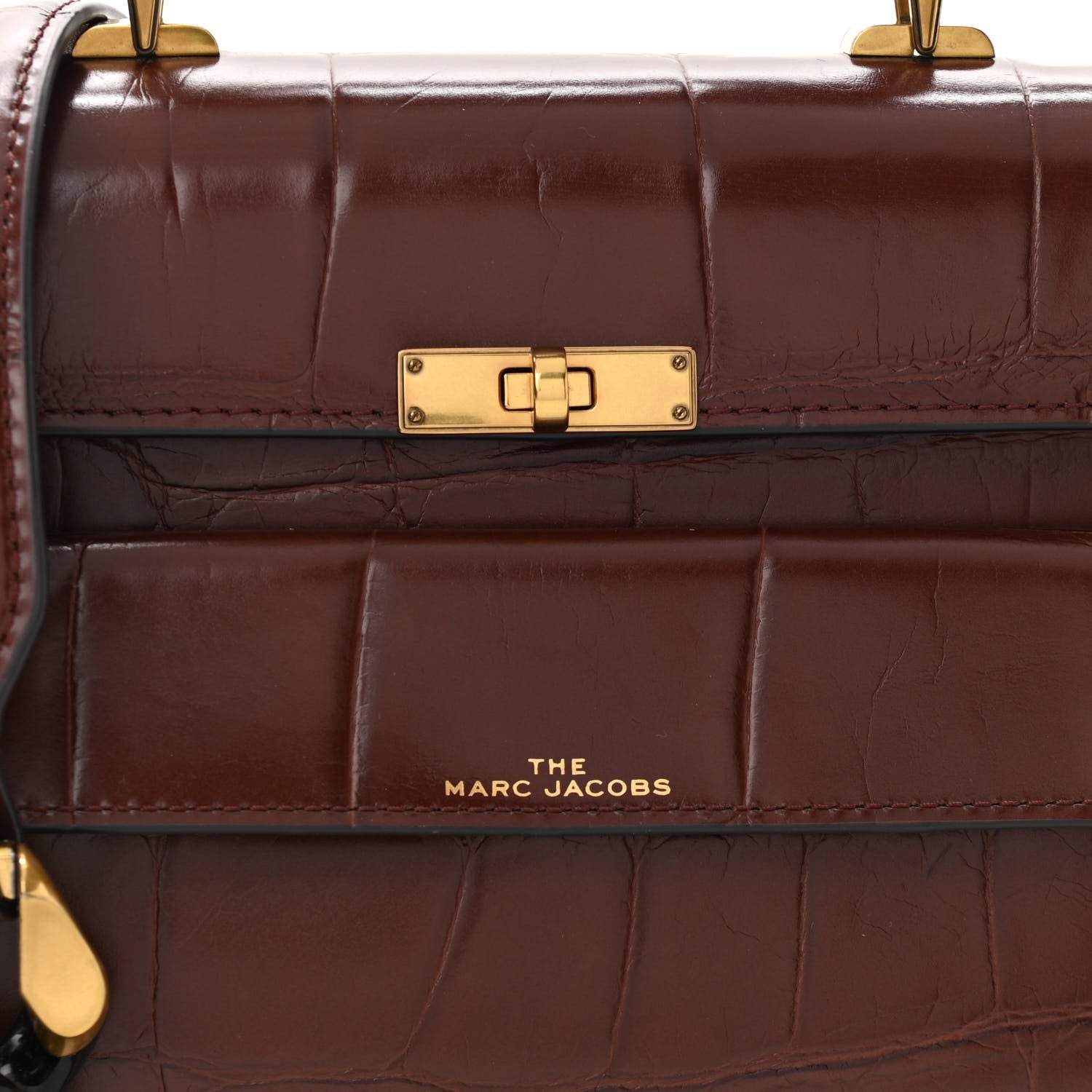 Marc Jacobs Calfskin Crocodile Embossed Uptown Shoulder Bag Brown 8 of 11
