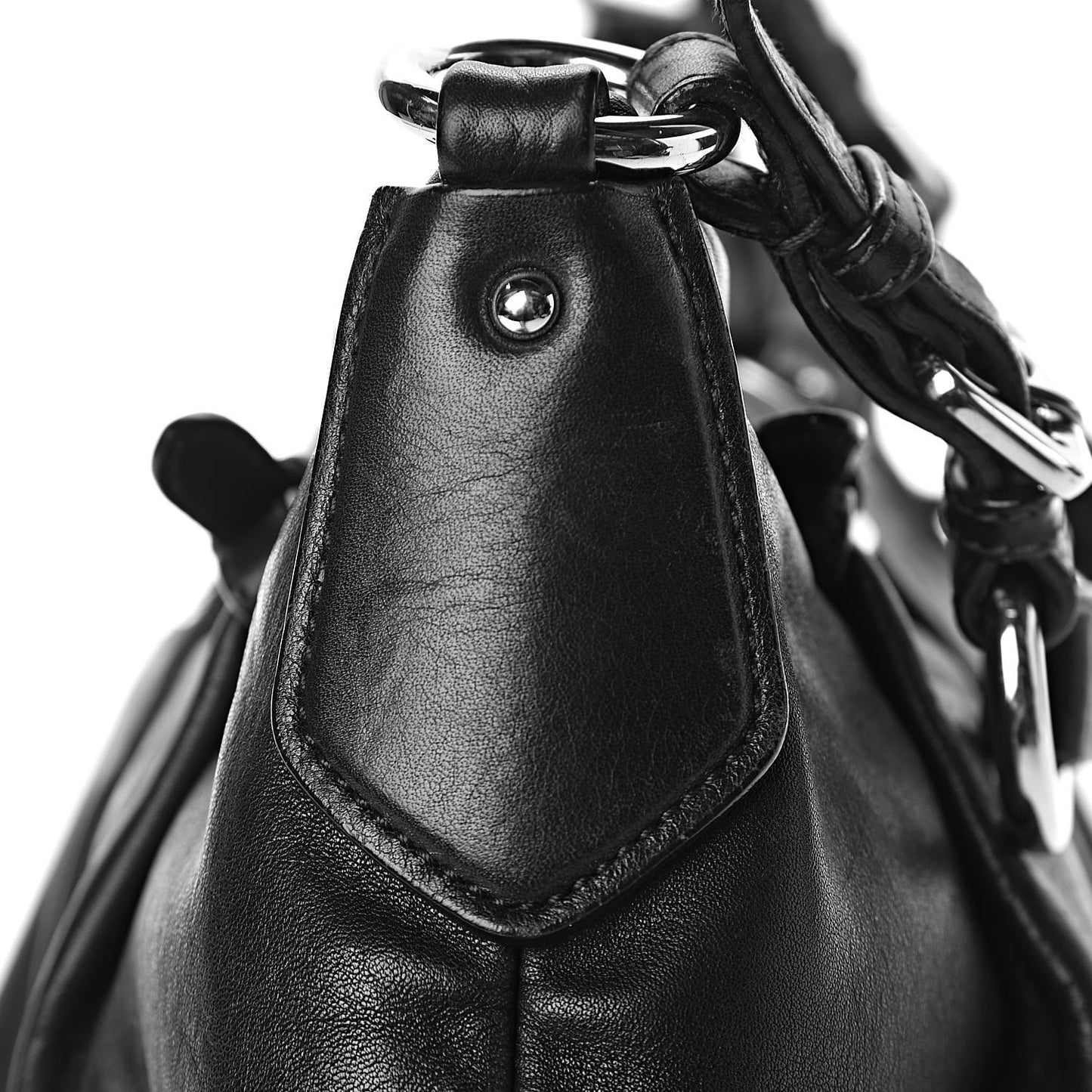 Soft Calfskin Pleated Hobo Black