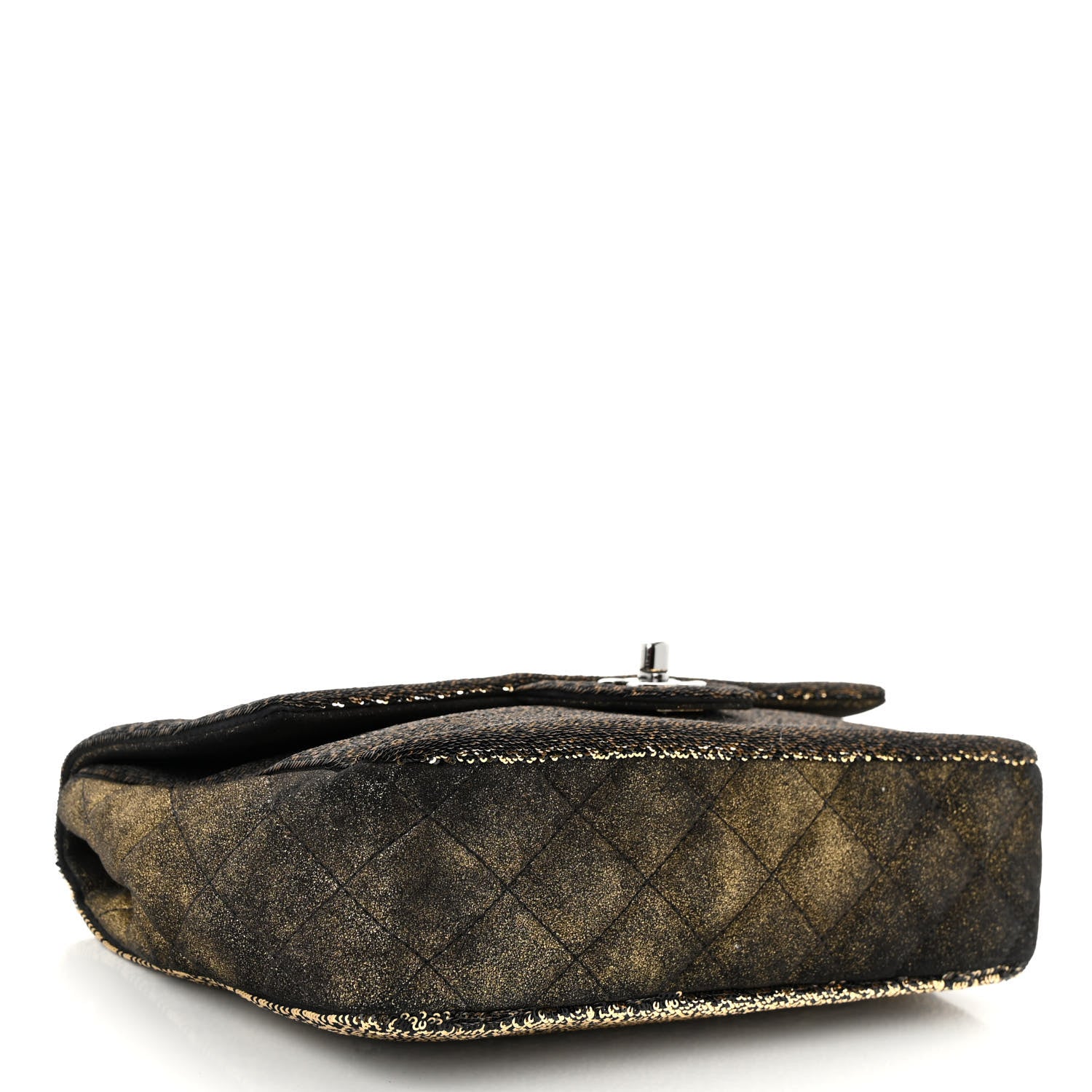 Chanel Sequin Suede Medium Flap Black Gold 4 of 9