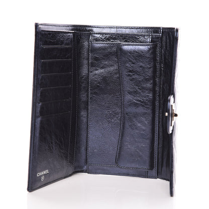 Chanel Metallic Aged Calfskin Quilted Reissue Long Flap Wallet Dark Navy Blue 5 of 14