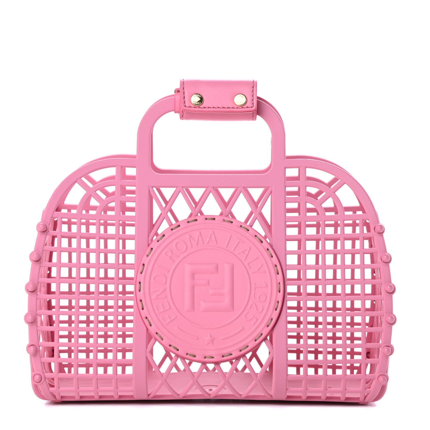Recycled Plastic Vitello Liberty Matte Small Fendi Basket Rosa
