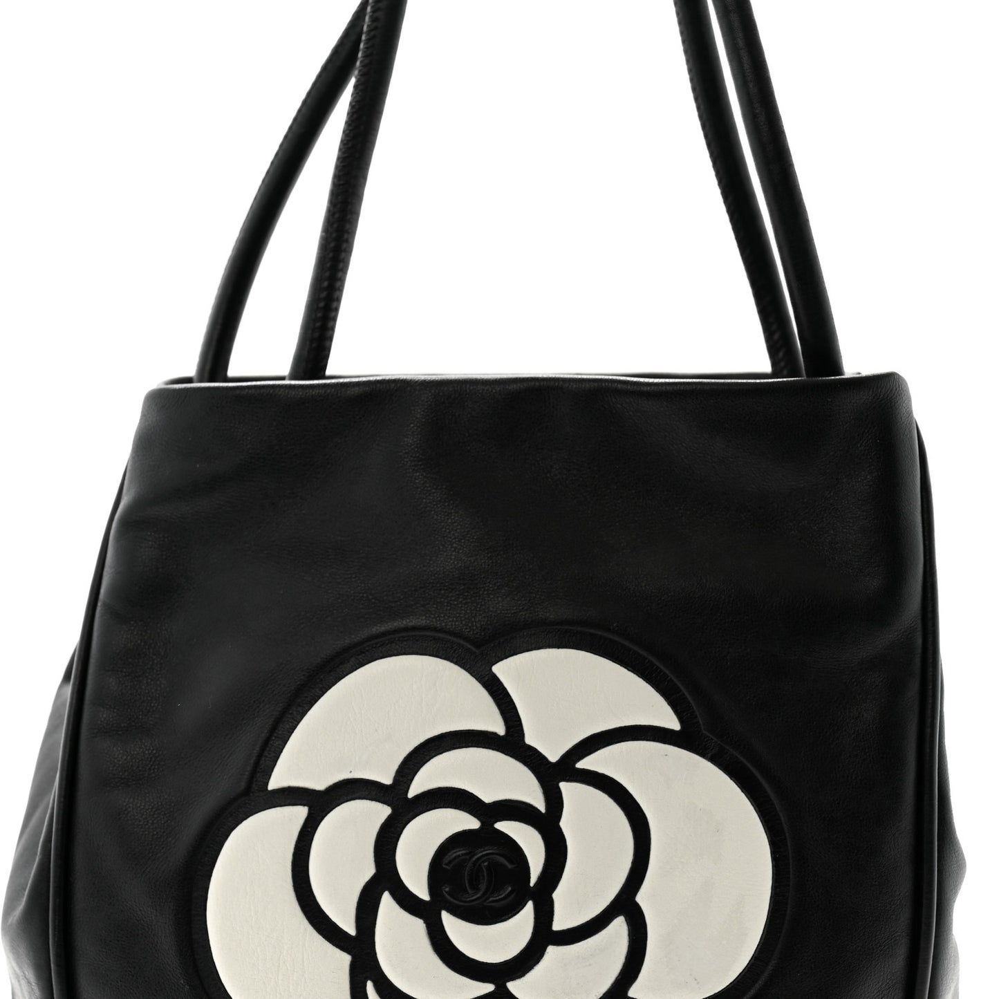 Lambskin Camellia Tote Black