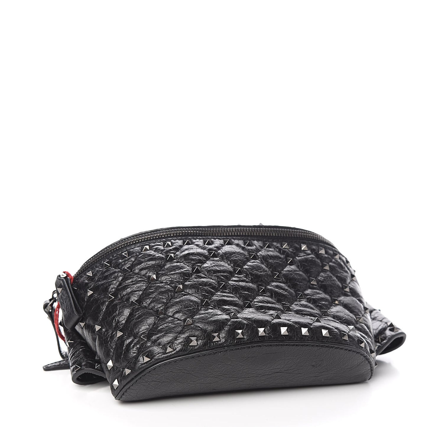 Craquele Nappa Rockstud Spike Belt Bag 85 Black