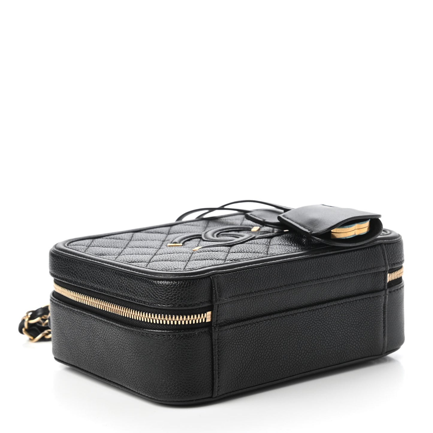 Caviar Quilted Medium CC Filigree Vanity Case Black