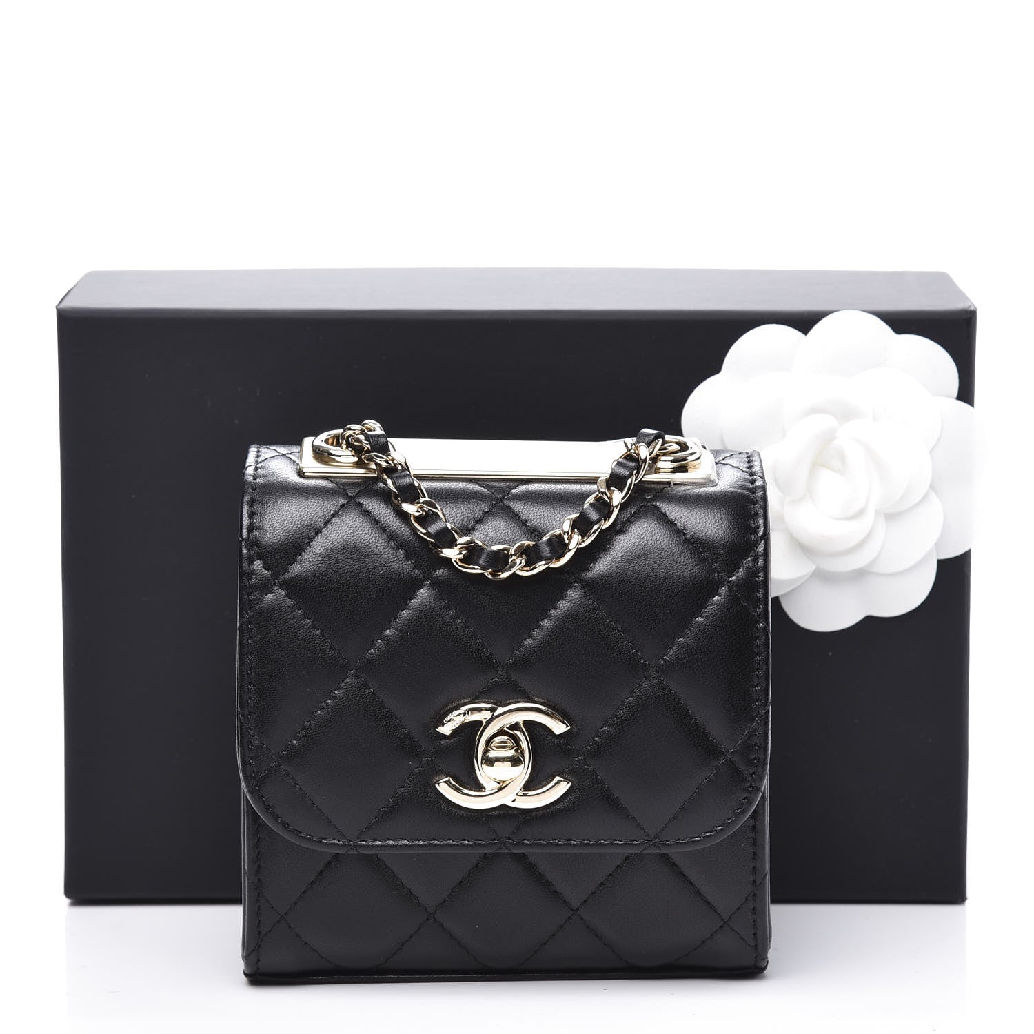 Chanel Lambskin Quilted Mini Trendy CC Chain Wallet Black 10 of 10