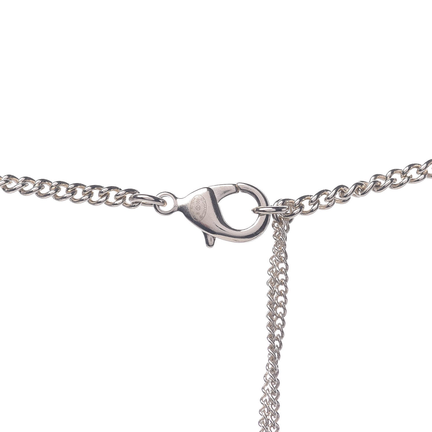 Chanel Lambskin Pearl Strass Sergeant Chain Dog Tag Charm Necklace Gold 5 of 6