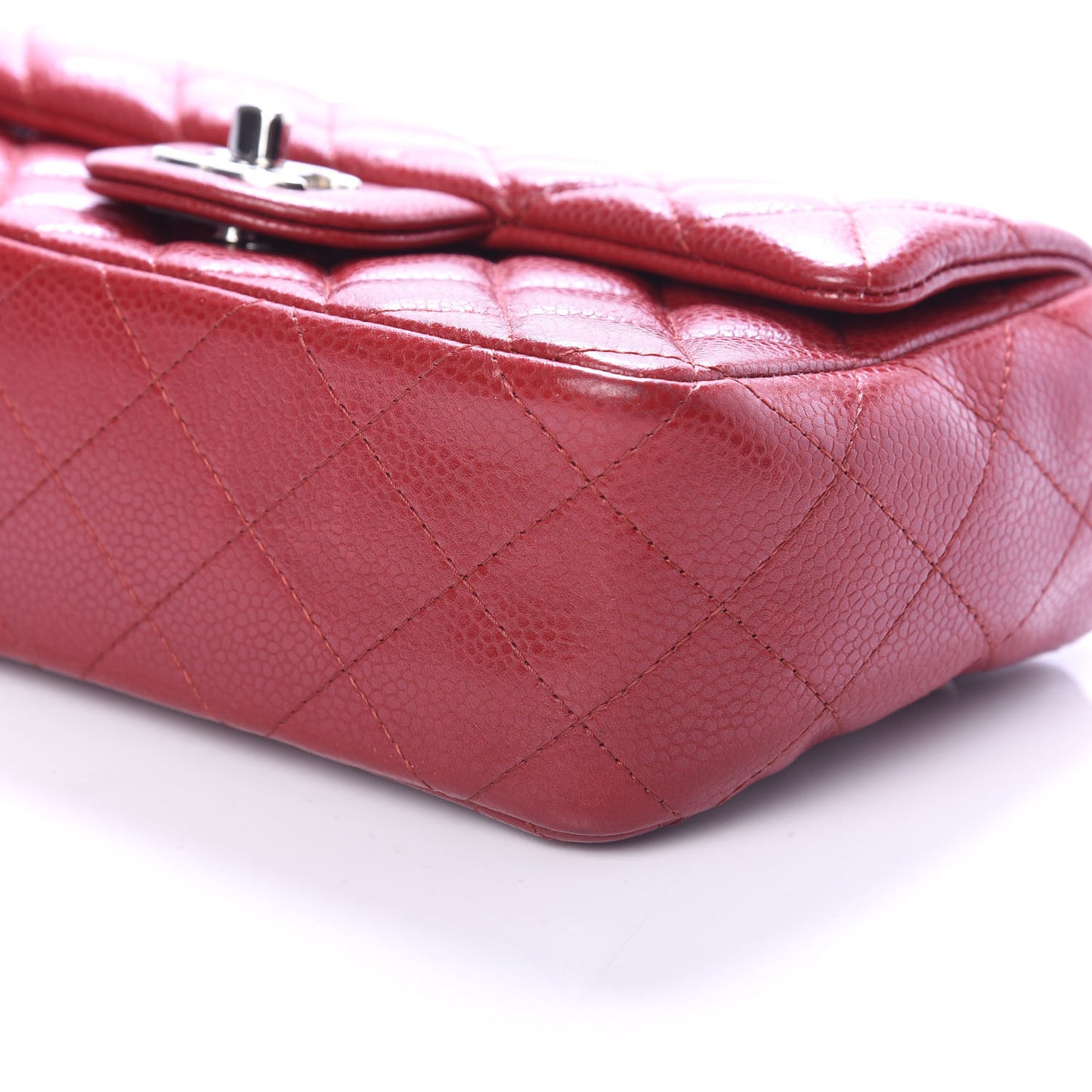 Caviar Quilted Mini Rectangular Flap Dark Red