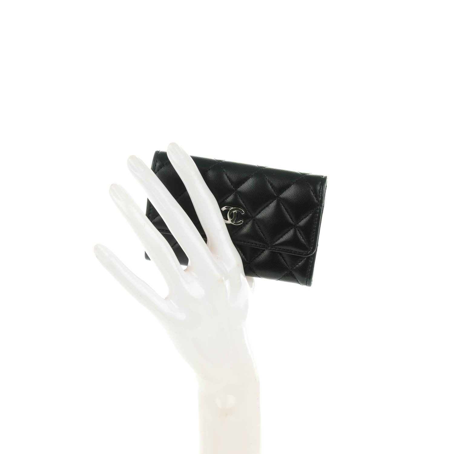 Chanel Lambskin Quilted Flap Card Holder Black 2 of 8