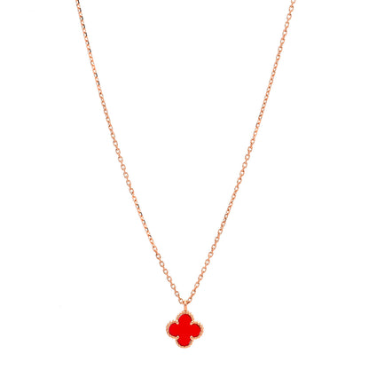 Van Cleef & Arpels 18K Rose Gold Carnelian Sweet Alhambra Pendant Necklace 1 of 6