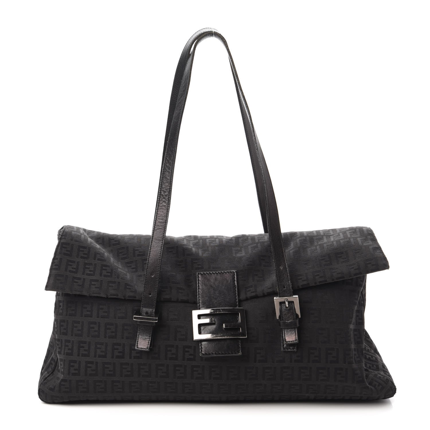 Fendi Zucchino Flap Shoulder Bag Black 1 of 9