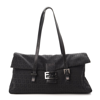 Fendi Zucchino Flap Shoulder Bag Black 1 of 9