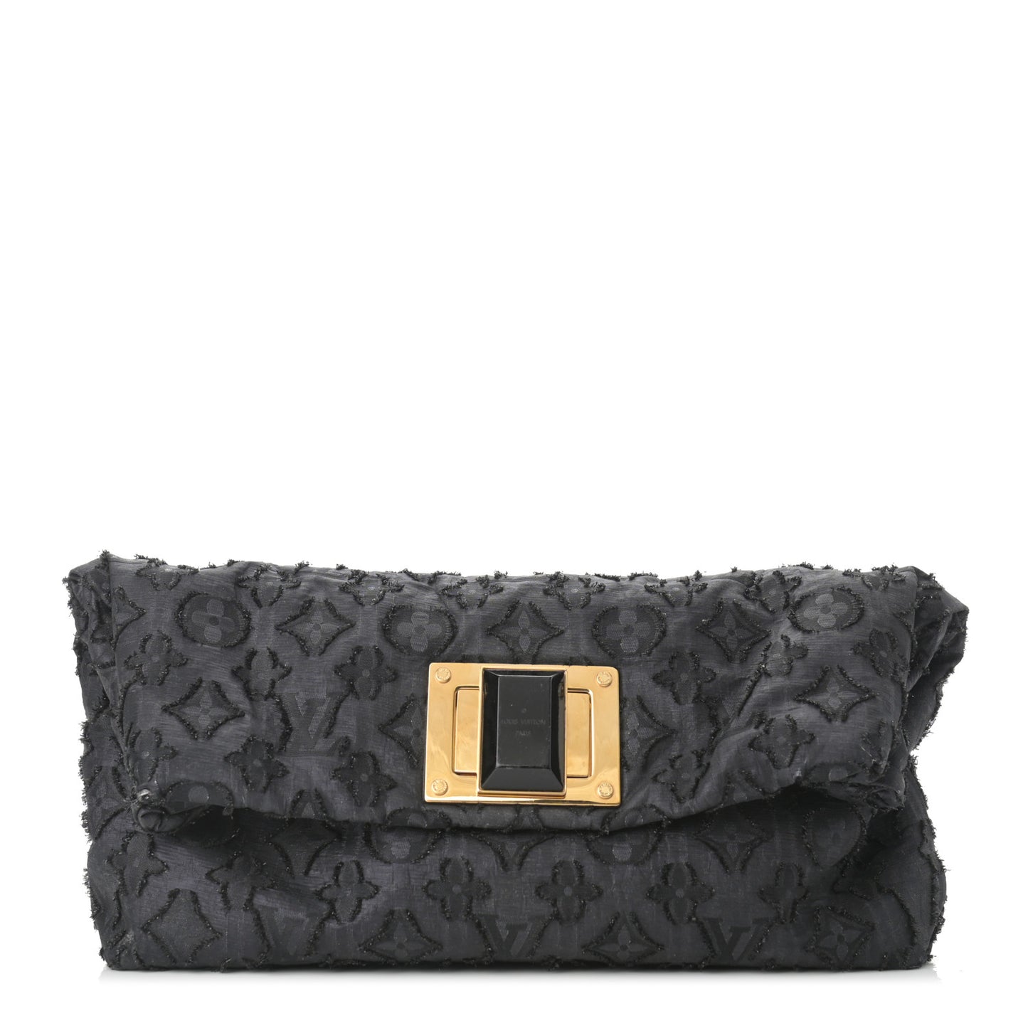 Lurex Quilted Monogram Altair Clutch Black