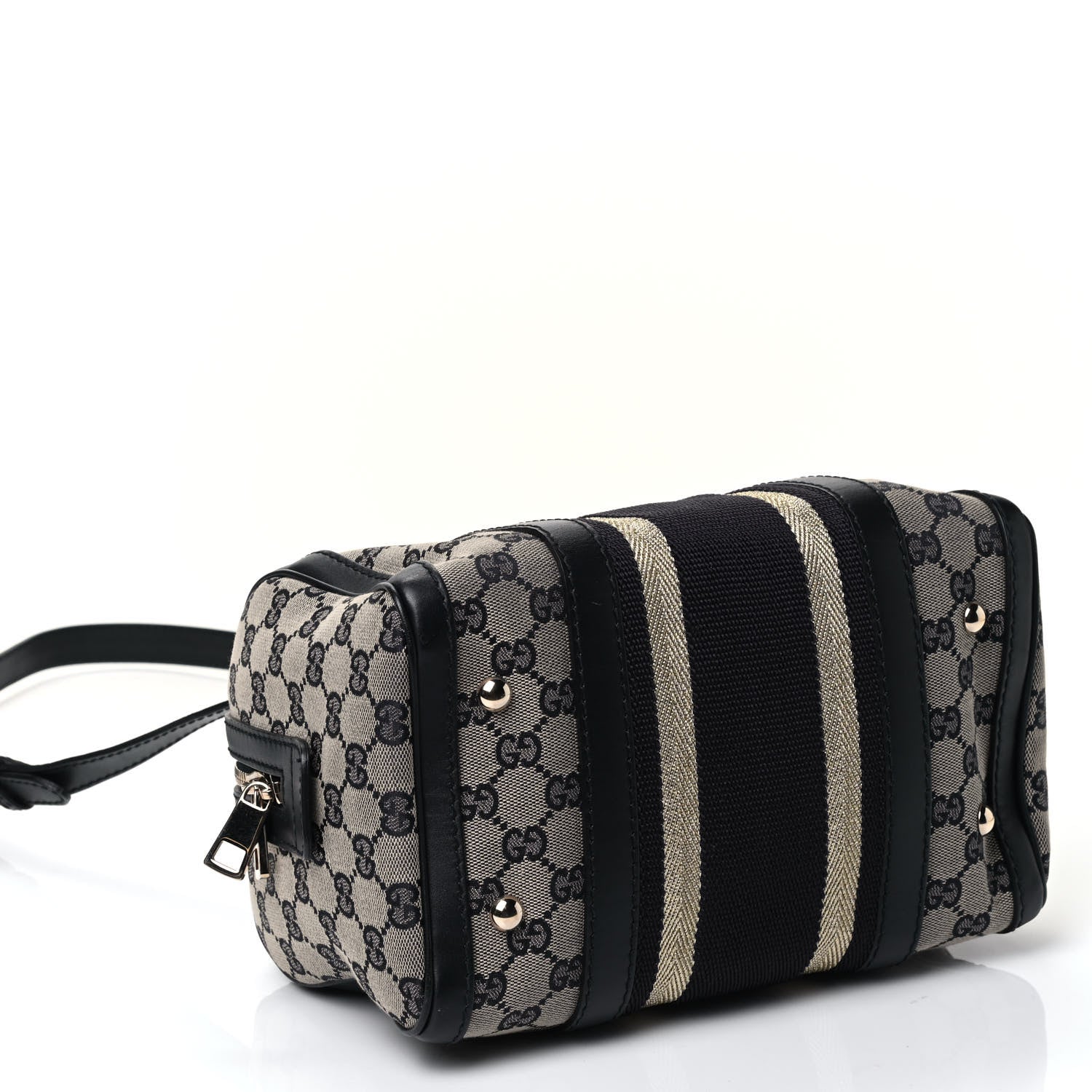 Gucci Monogram Vintage Web Small Boston Navy 3 of 4