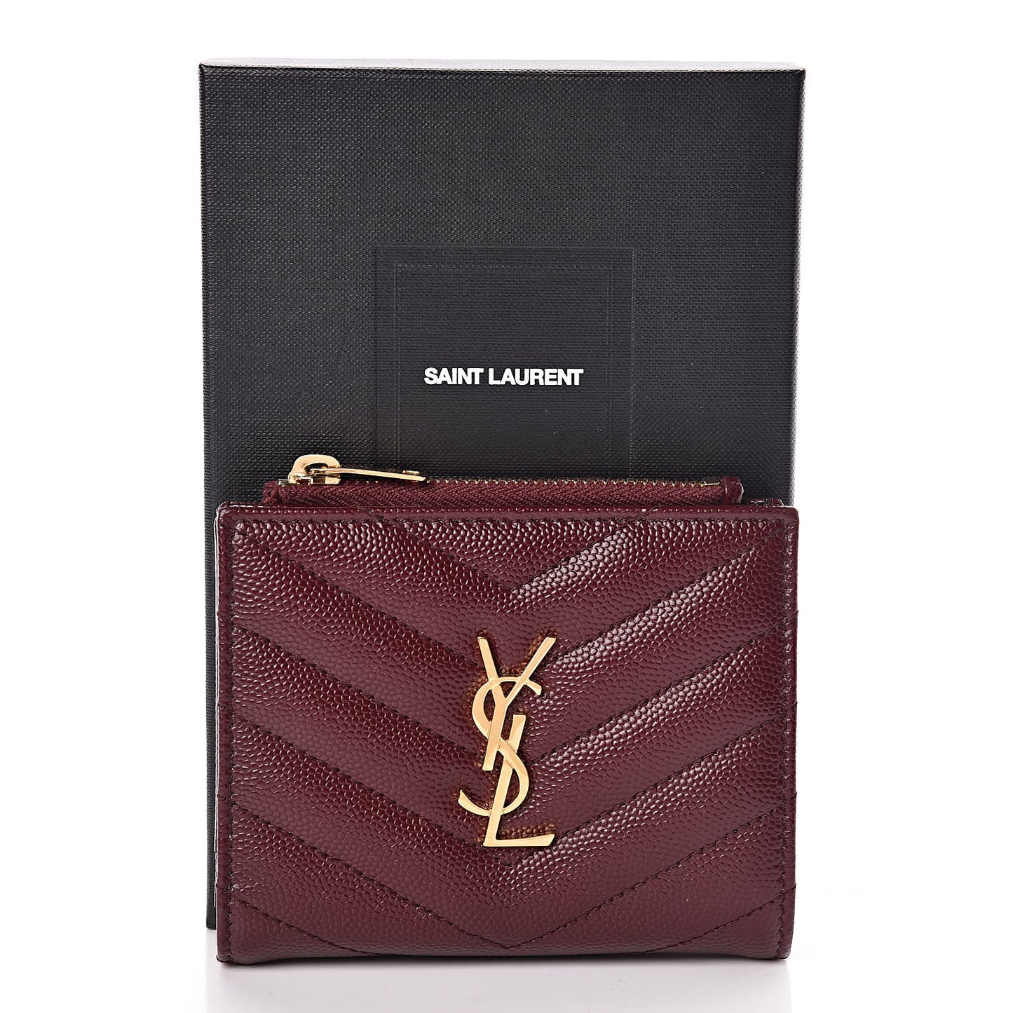 Grain De Poudre Matelasse Chevron Monogram Zipped Card Case Palissandre