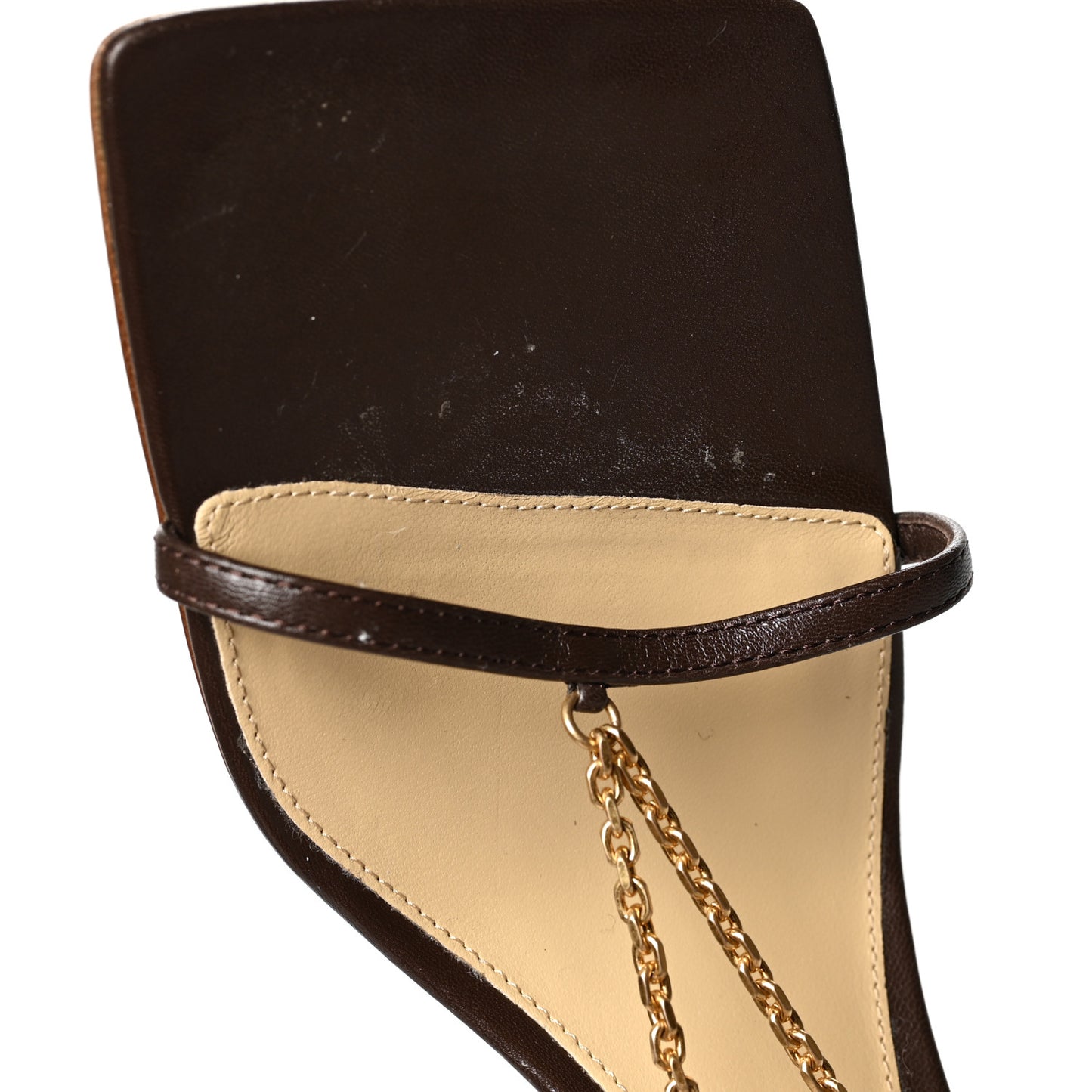 Lambskin Stretch Chain Strap 90mm Sandals 38 Ebony