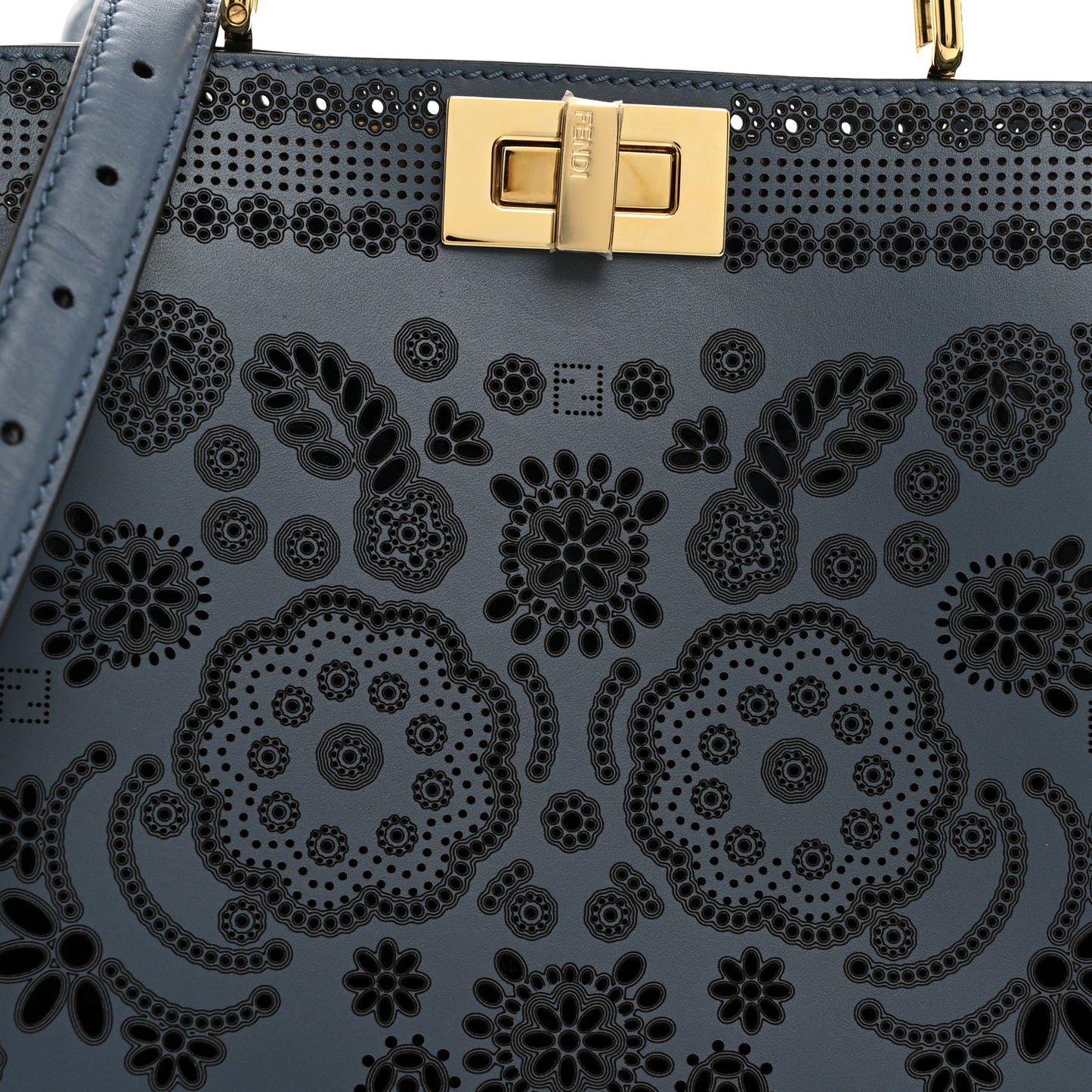 Calfskin Shiny Nappa Laser Rate Bandana Small Peekaboo I SEE U Satchel Myrtle