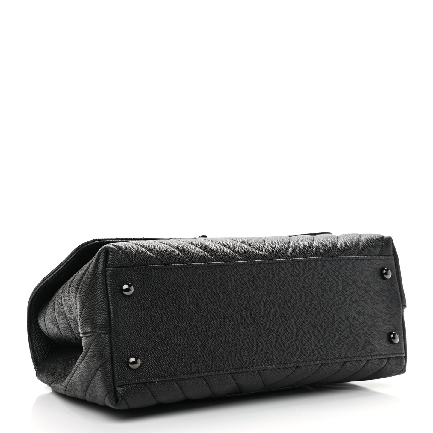 Caviar Chevron Quilted Small Coco Handle Flap So Black
