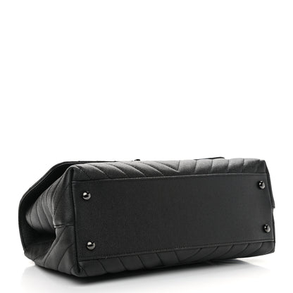 Chanel Caviar Chevron Quilted Small Coco Handle Flap So Black 4 of 10