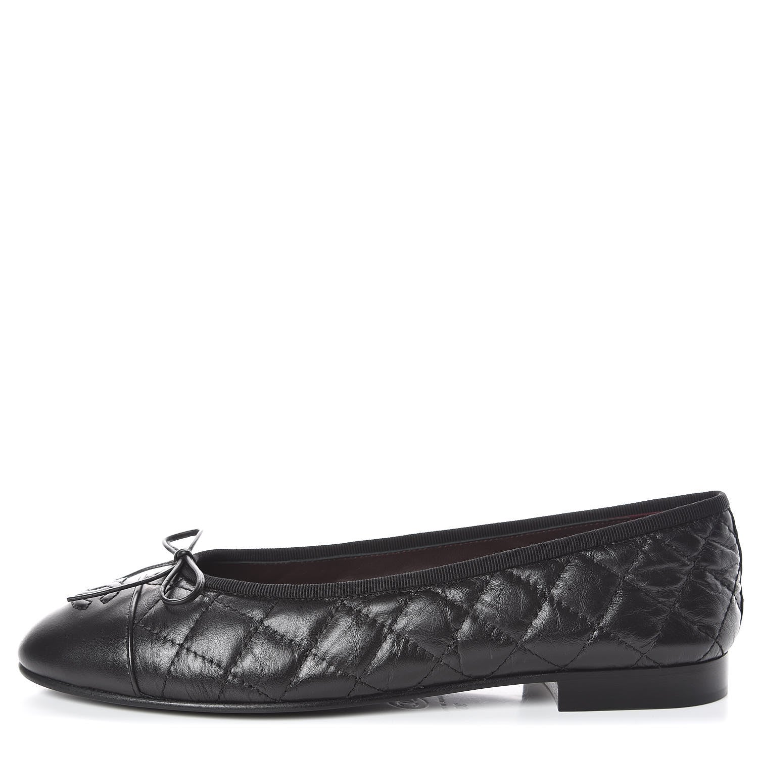 Chanel Aged Calfskin Quilted Cap Toe Ballerina Flats 39 Black 1 of 8