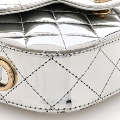 Chanel Mirror Calfskin Metallic Calfskin Quilted Hollywood Boulevard Mini Flap With Star Coin Purse Silver 9 of 11