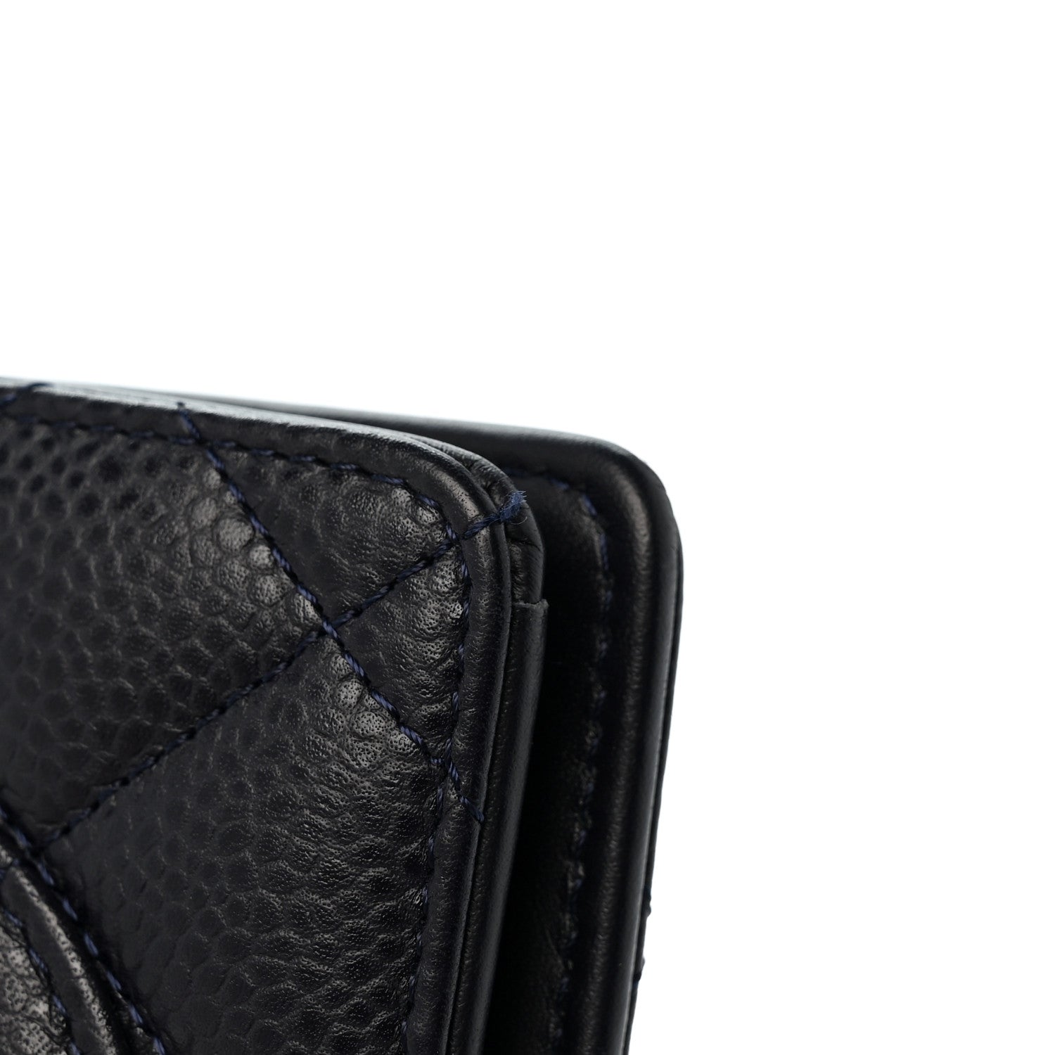 Chanel Caviar Quilted Yen Wallet Dark Blue 9 of 11