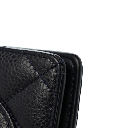 Chanel Caviar Quilted Yen Wallet Dark Blue 9 of 11