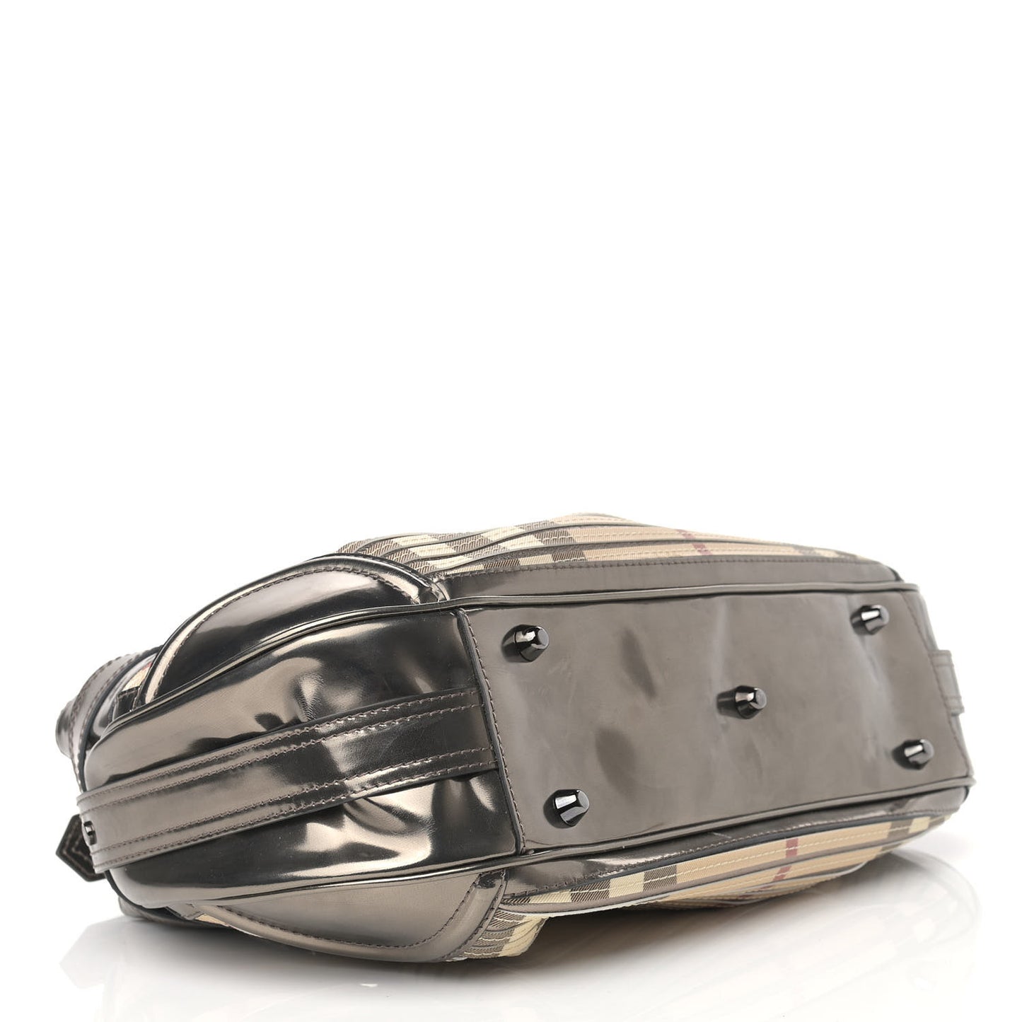 Metallic Patent House Check Sliced Beaton Pewter