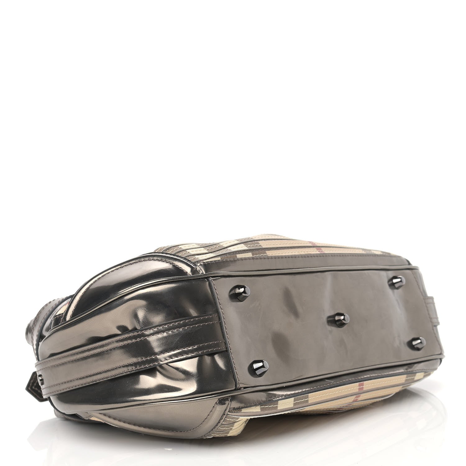 Burberry Metallic Patent House Check Sliced Beaton Pewter 4 of 10