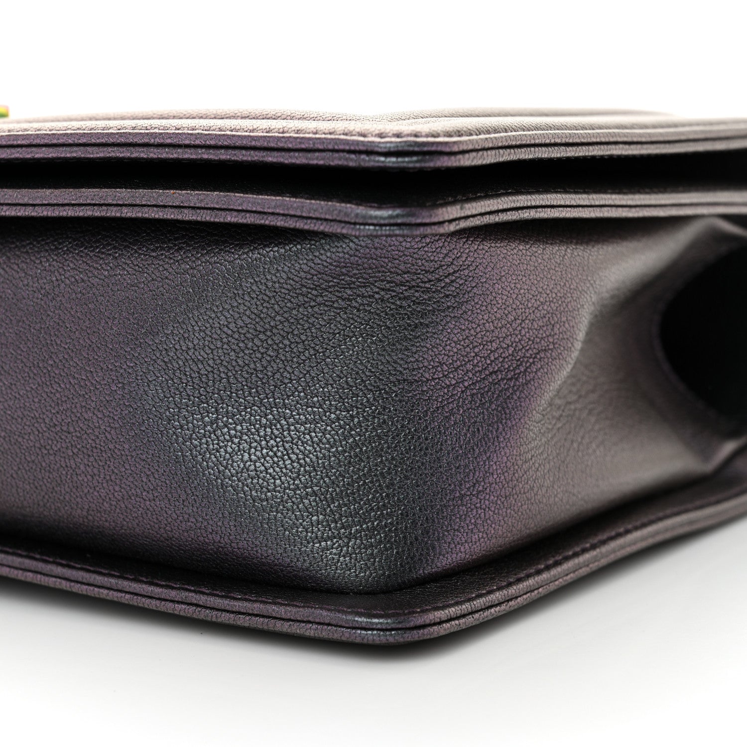Chanel Iridescent Goatskin Quilted New Medium Boy Flap Purple 10 of 10