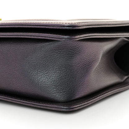 Chanel Iridescent Goatskin Quilted New Medium Boy Flap Purple 10 of 10