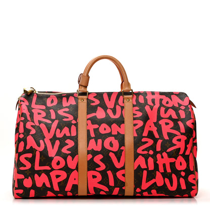 Louis Vuitton Monogram Graffiti Keepall 50 Fuchsia 1 of 10