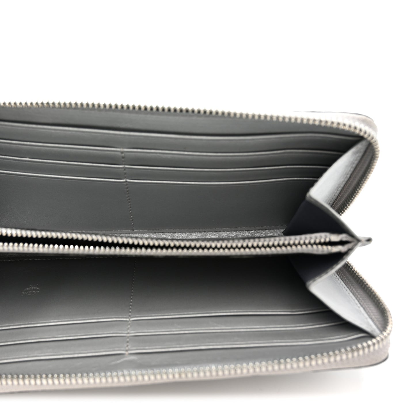 Metallic Visetos Large Zip Around Wallet Silver