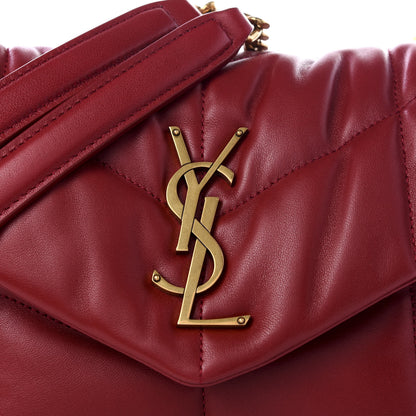 Saint Laurent Lambskin Quilted Small Loulou Puffer Monogram Chain Satchel Red 9 of 9