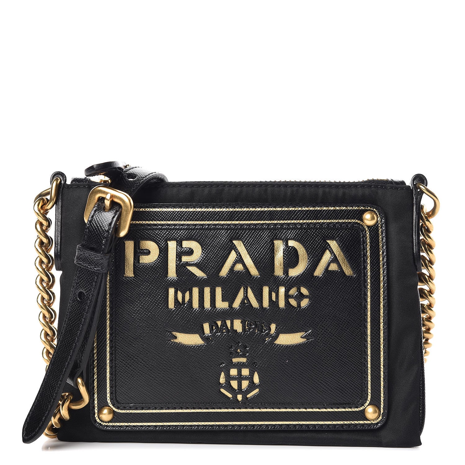 Prada Tessuto Nylon Logo Small Crossbody Bag Black 1 of 10