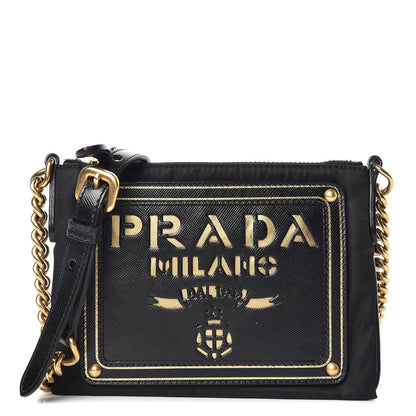 Prada Tessuto Nylon Logo Small Crossbody Bag Black 1 of 10