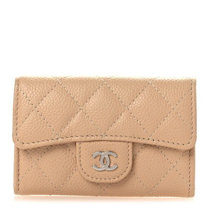 Chanel Caviar Quilted Flap Card Holder Wallet Beige 1 of 9