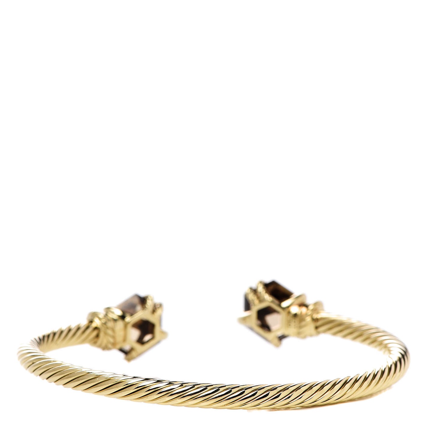 18K Yellow Gold Champagne Citrine Diamond 4mm Cable Wrap Bracelet
