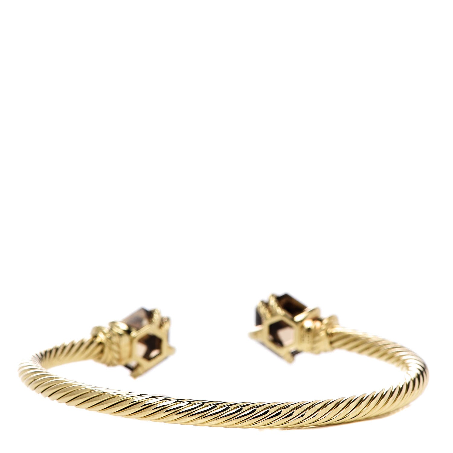 David Yurman 18K Yellow Gold Champagne Citrine Diamond 4mm Cable Wrap Bracelet 3 of 5